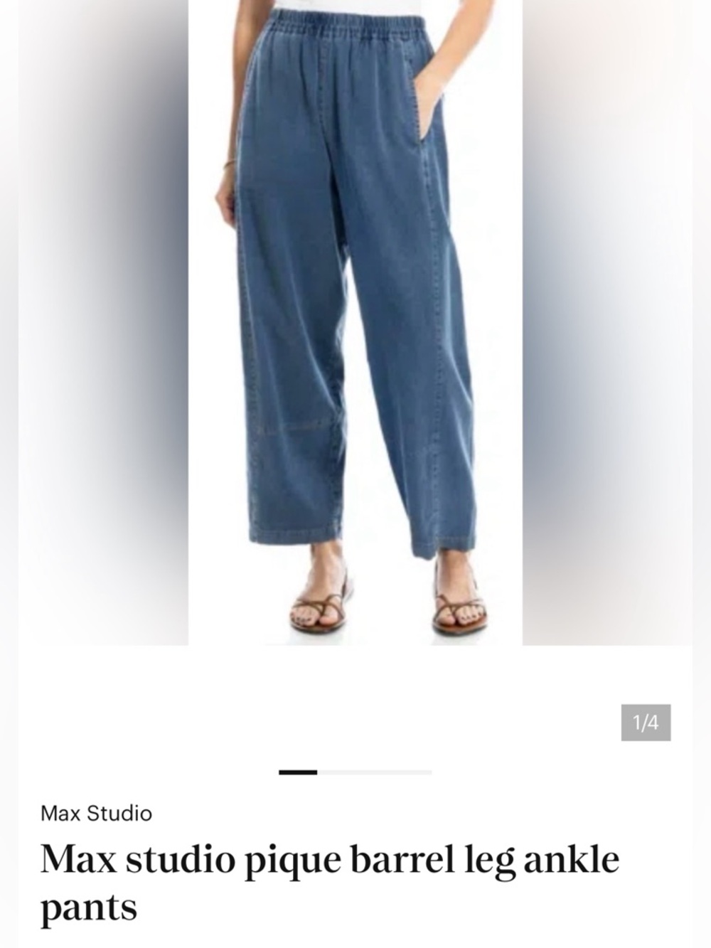 Max studio pique barrel leg pants